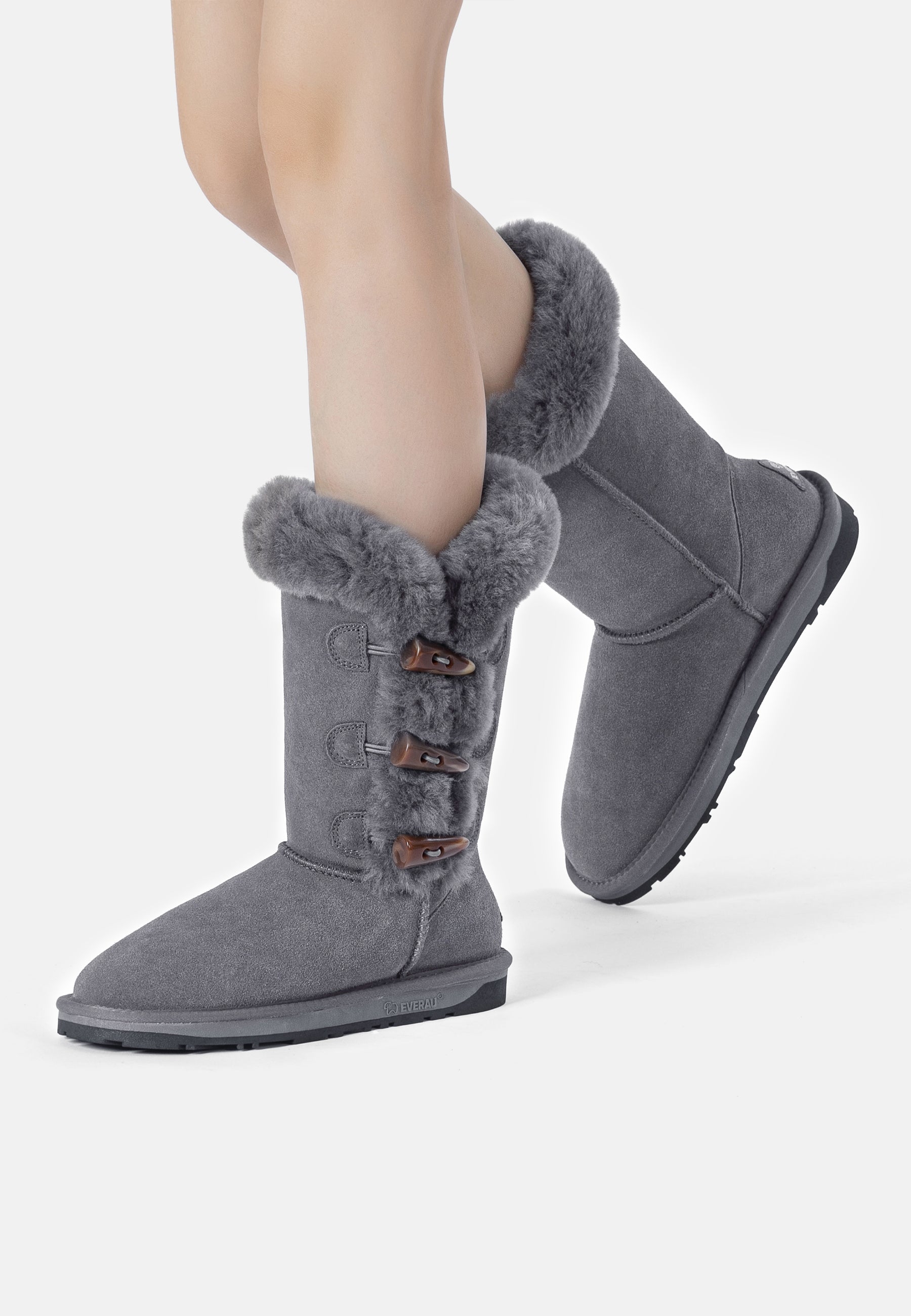EVERAU Ashy Grey Tall Boots Botki Szare