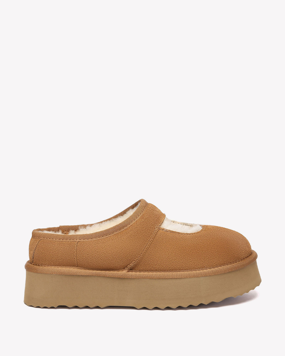 EVERAU Plumed Chestnut Ankle Platform Baleriny Brązowe