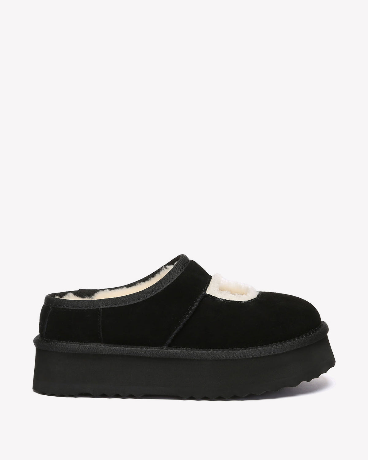 EVERAU Plumed Black Ankle Platform Baleriny Czarne