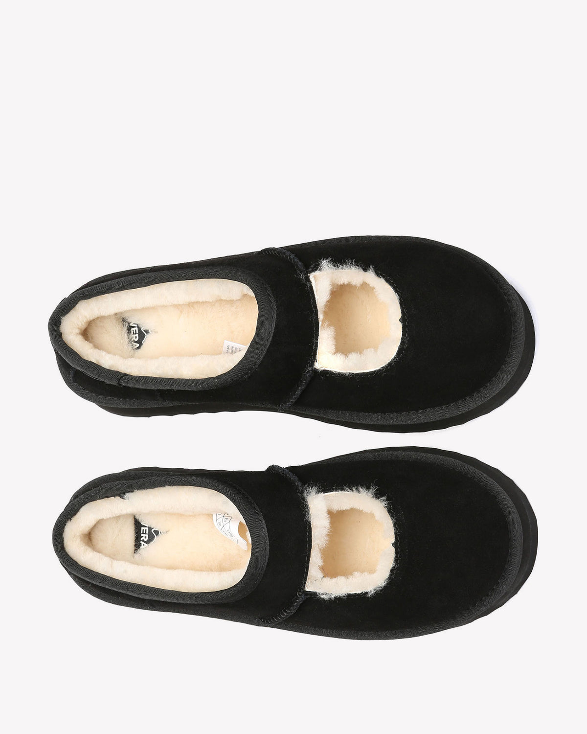 EVERAU Plumed Black Ankle Platform Baleriny Czarne