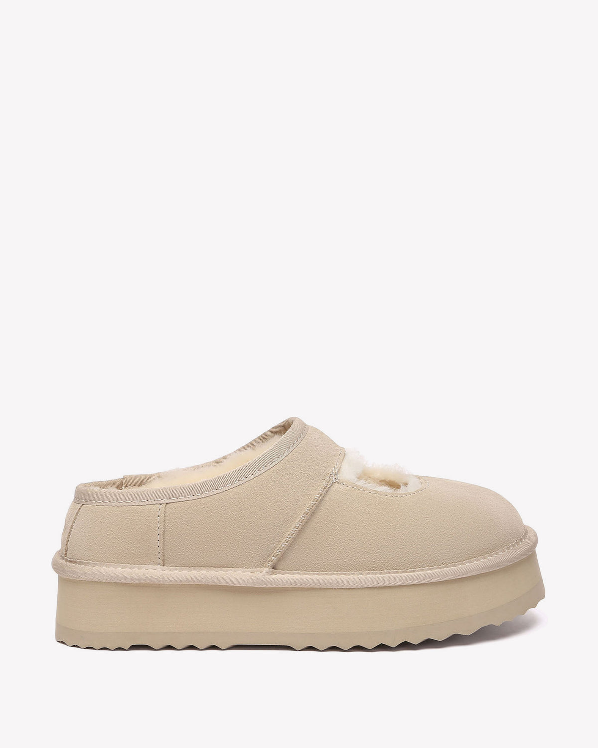 EVERAU Plumed Sand Ankle Platform Baleriny Beżowe