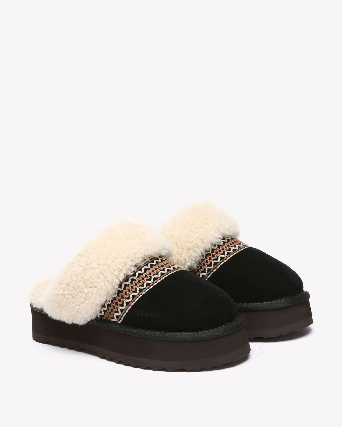 EVERAU Crake Black Platform Slippers Kapcie Czarne