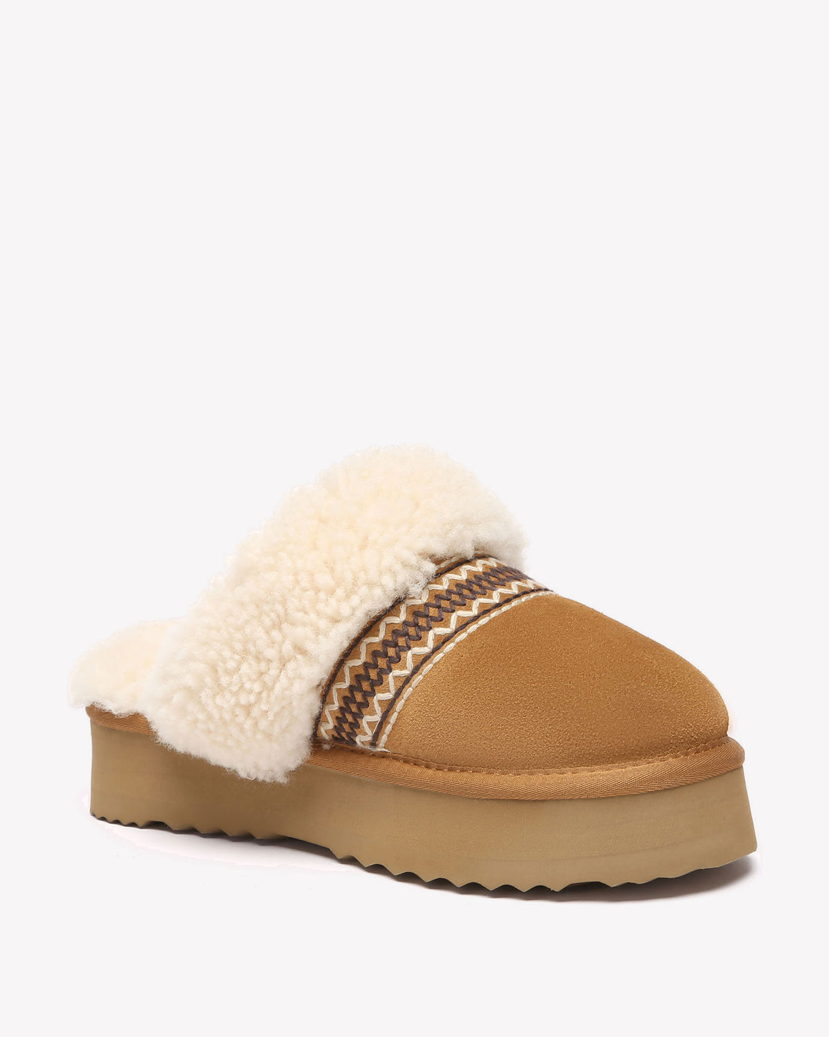 EVERAU Crake Chestnut Platform Slippers Kapcie Brązowe