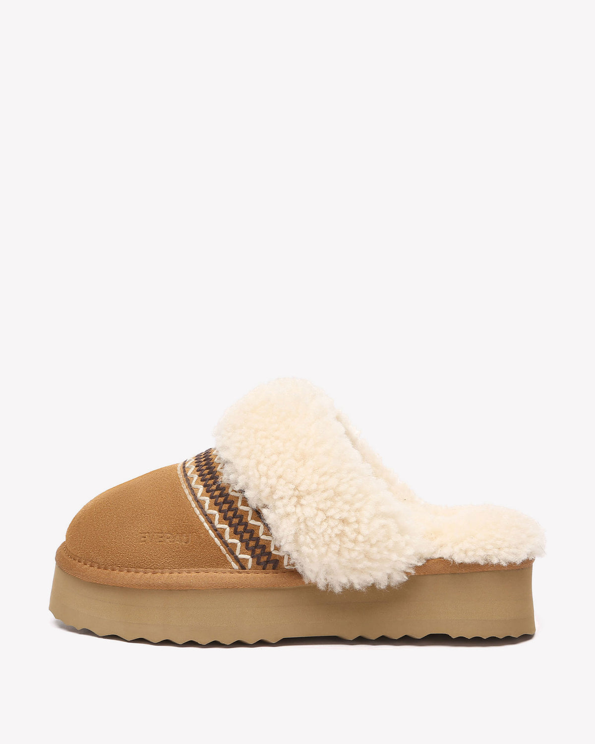 EVERAU Crake Chestnut Platform Slippers Kapcie Brązowe