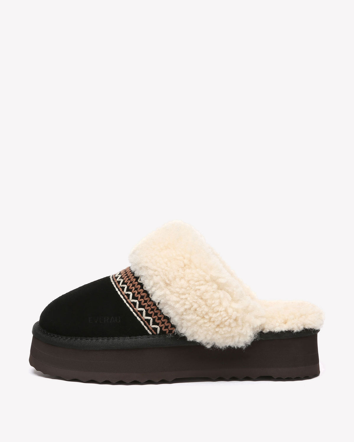 EVERAU Crake Black Platform Slippers Kapcie Czarne