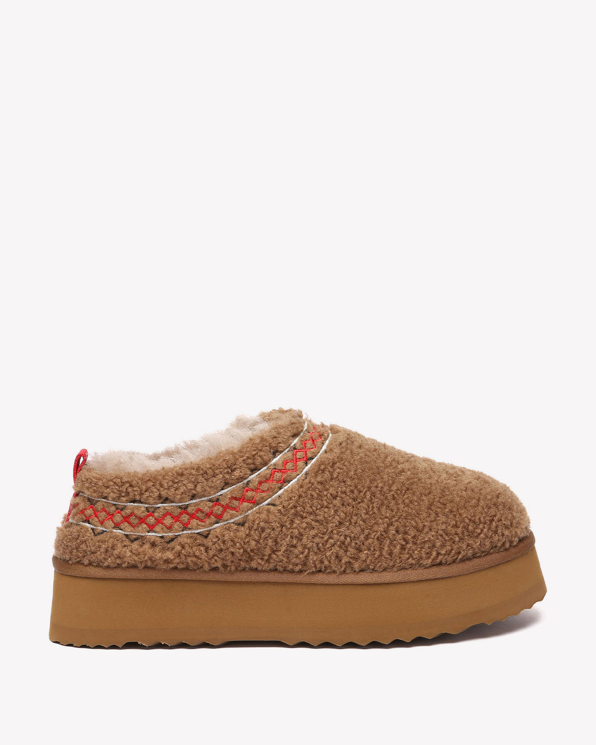 EVERAU Lewin Chestnut Plush Platform Slippers Kapcie Brązowe