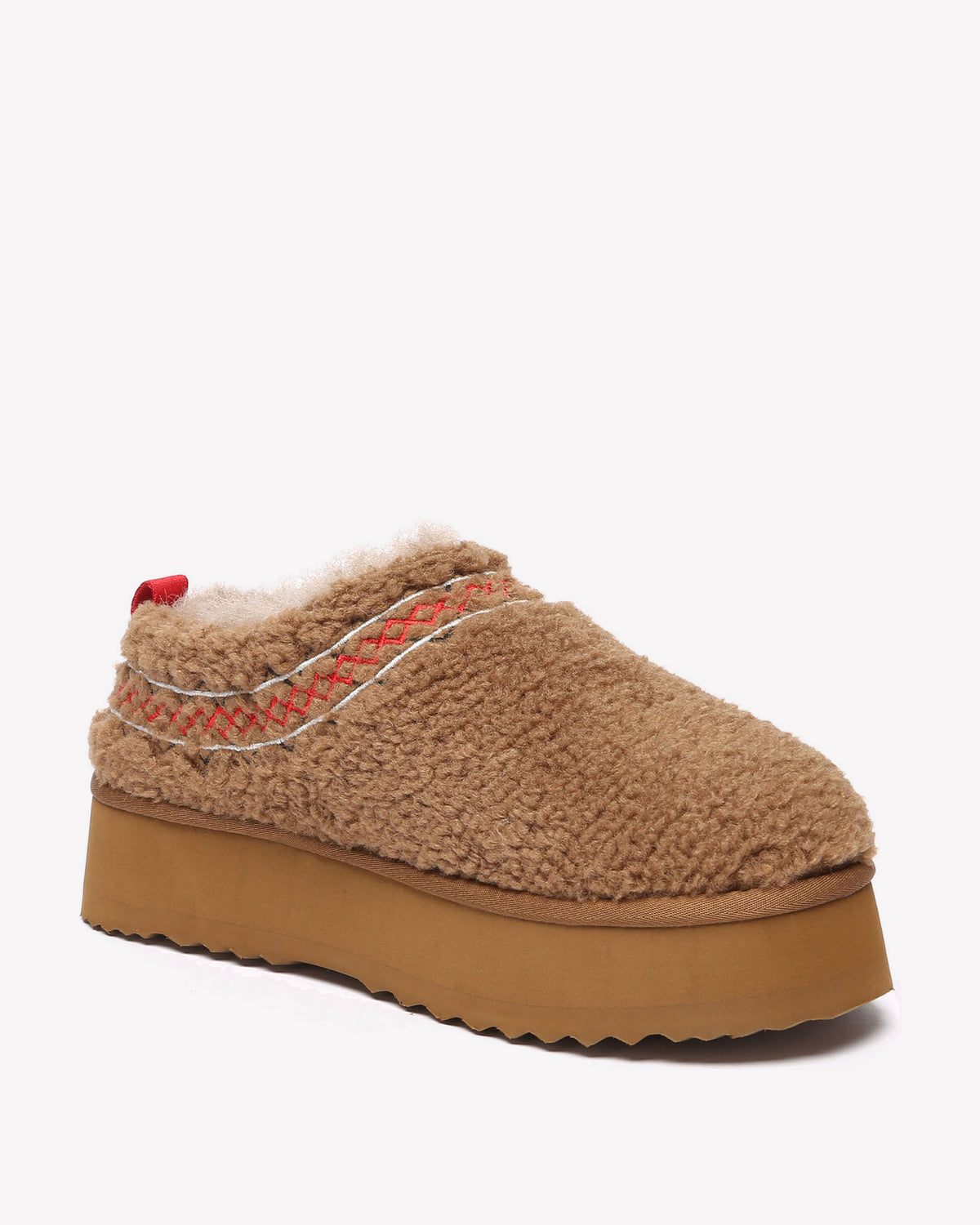 EVERAU Lewin Chestnut Plush Platform Slippers Kapcie Brązowe