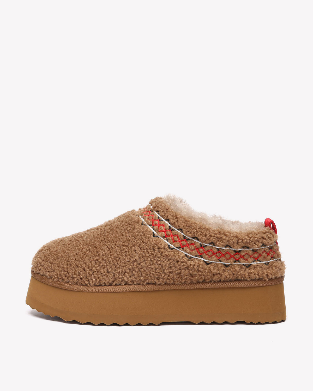 EVERAU Lewin Chestnut Plush Platform Slippers Kapcie Brązowe