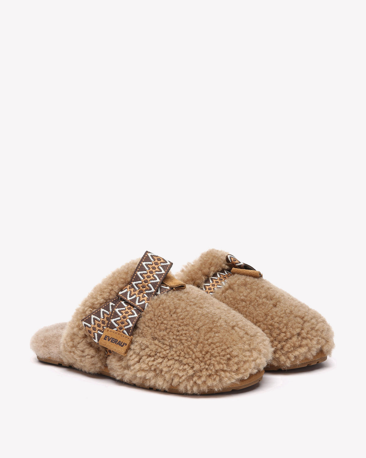 EVERAU Moorhen Brown Bow Slippers Kapcie Brązowe