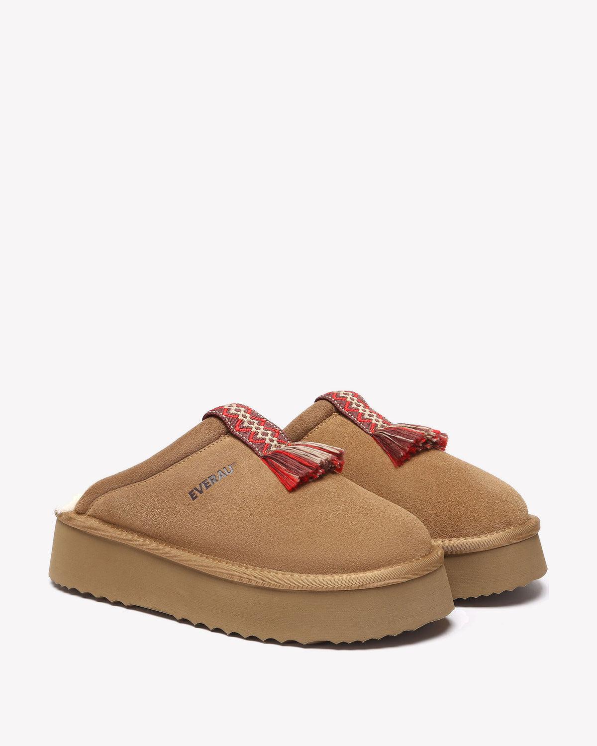 EVERAU Caspian Chestnut Platform Slippers Kapcie Brązowe