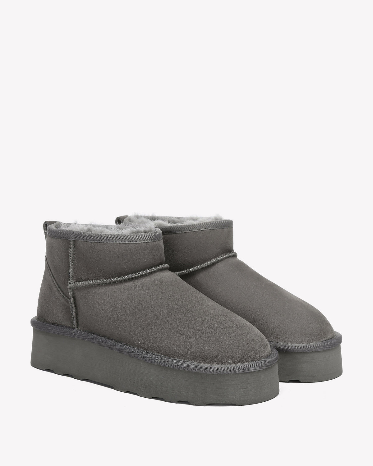 EVERAU Heron Grey Ultra Mini Platform Boots Botki Szare