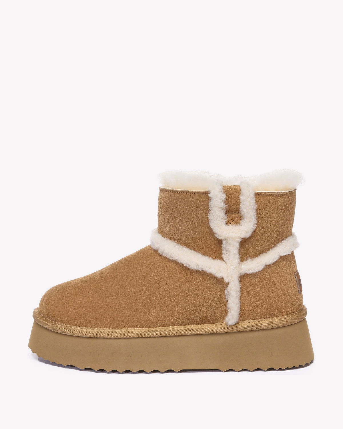 EVERAU Barren Chestnut Leather Chic Platform Short Boots Botki Brązowe