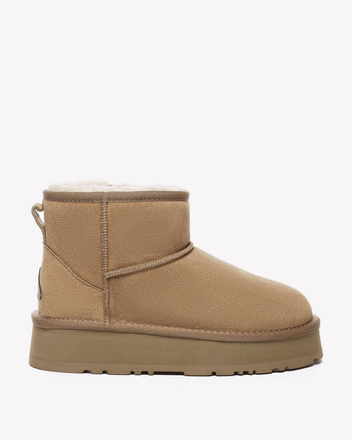 EVERAU Dusky Chestnut Leather Platform Short Boots Botki Brązowe