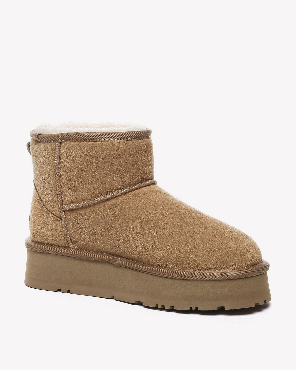 EVERAU Dusky Chestnut Leather Platform Short Boots Botki Brązowe