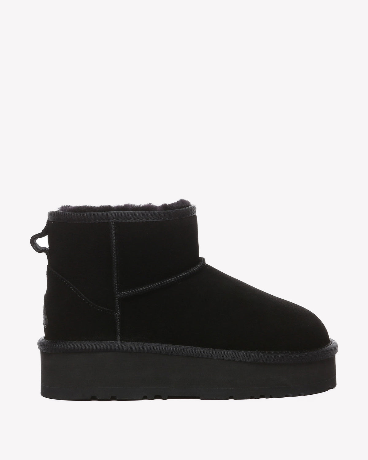 EVERAU Dusky Black Leather Platform Short Boots Botki Czarne