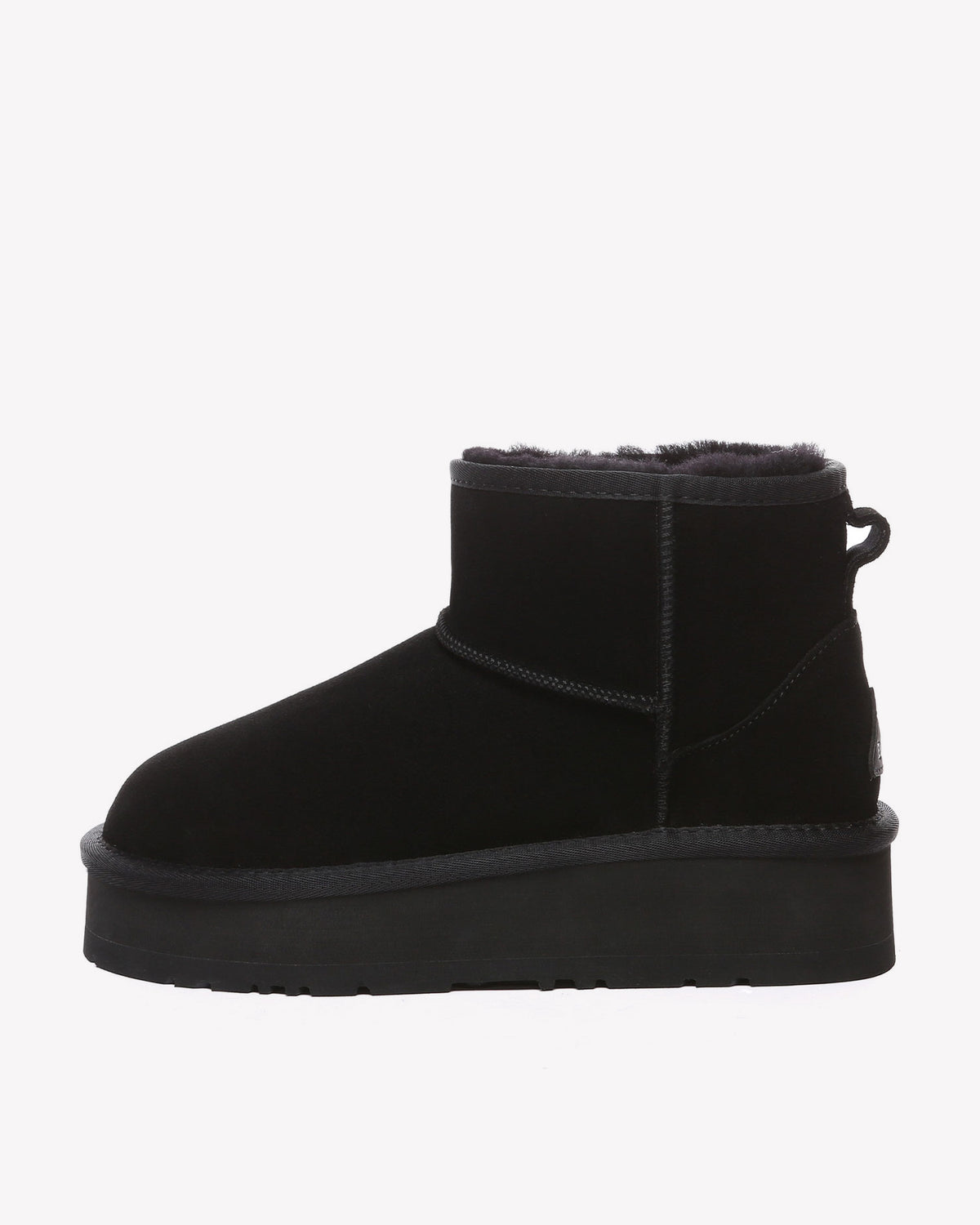 EVERAU Dusky Black Leather Platform Short Boots Botki Czarne