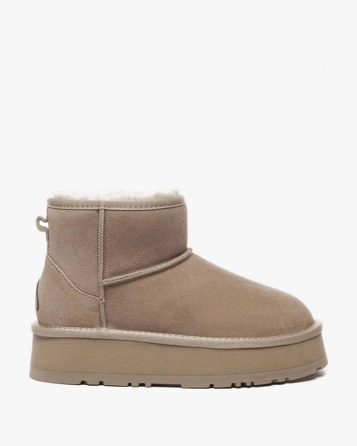 EVERAU Dusky Sand Leather Platform Short Boots Botki Beżowe