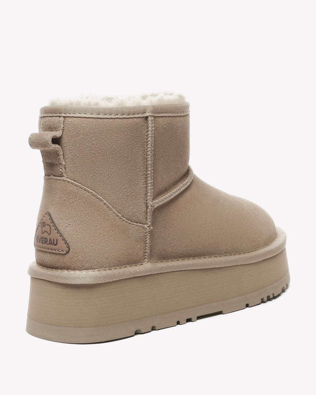 EVERAU Dusky Sand Leather Platform Short Boots Botki Beżowe