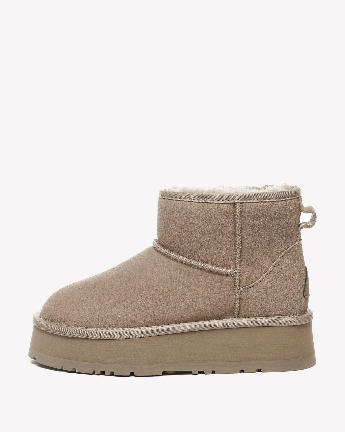EVERAU Dusky Sand Leather Platform Short Boots Botki Beżowe