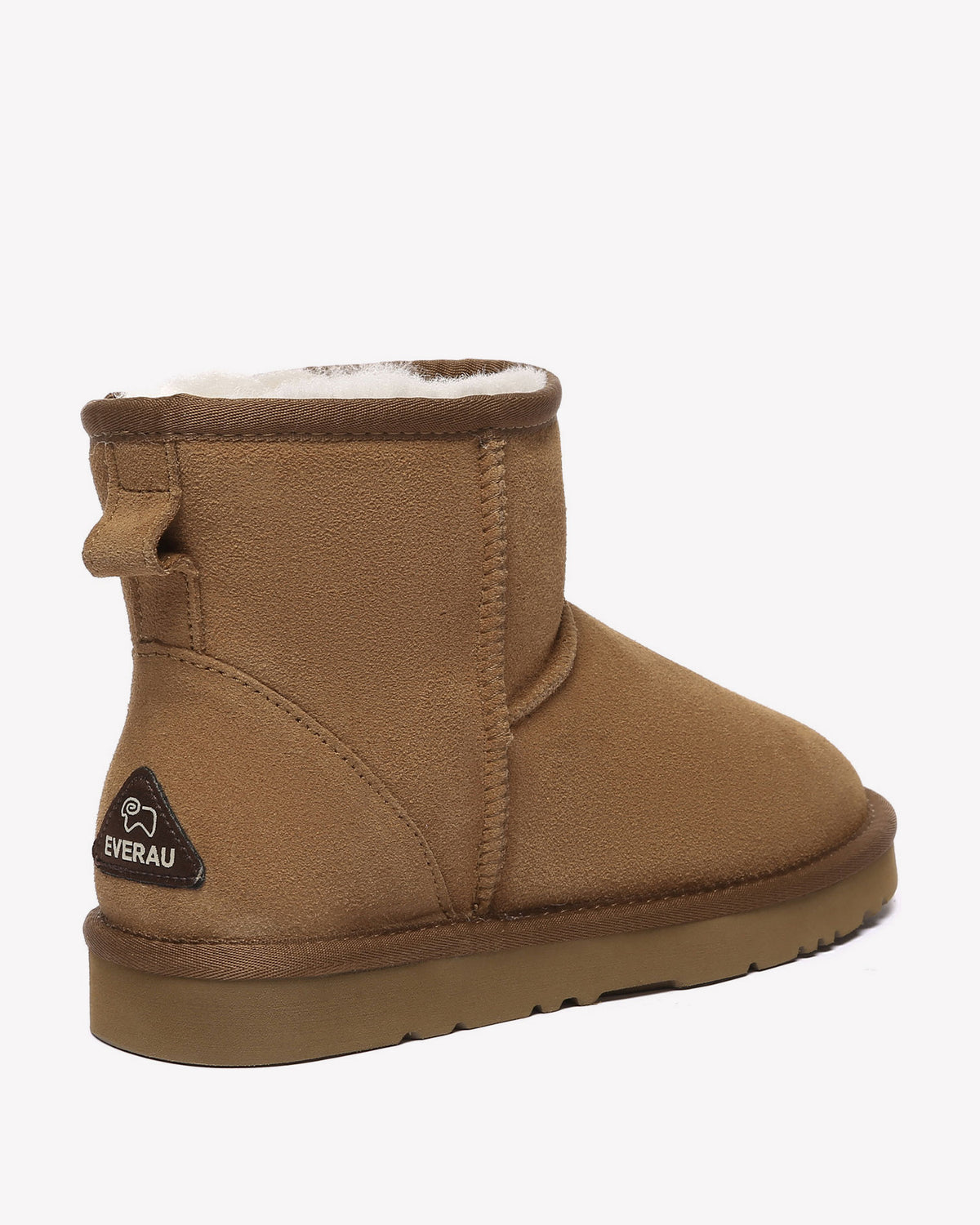 EVERAU Ostrich Chestnut Leather Short Boots Botki Brązowe