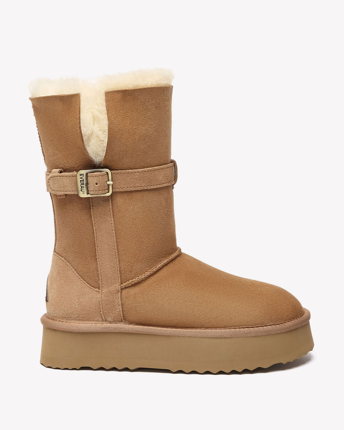 EVERAU Brush Chestnut Platform Boots Botki Brązowe