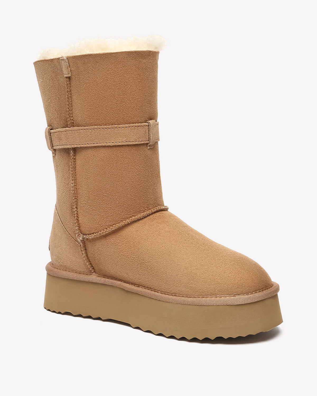 EVERAU Brush Chestnut Platform Boots Botki Brązowe