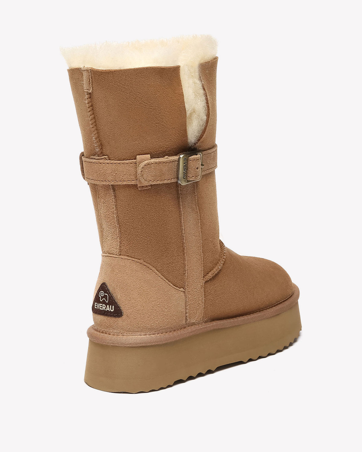 EVERAU Brush Chestnut Platform Boots Botki Brązowe