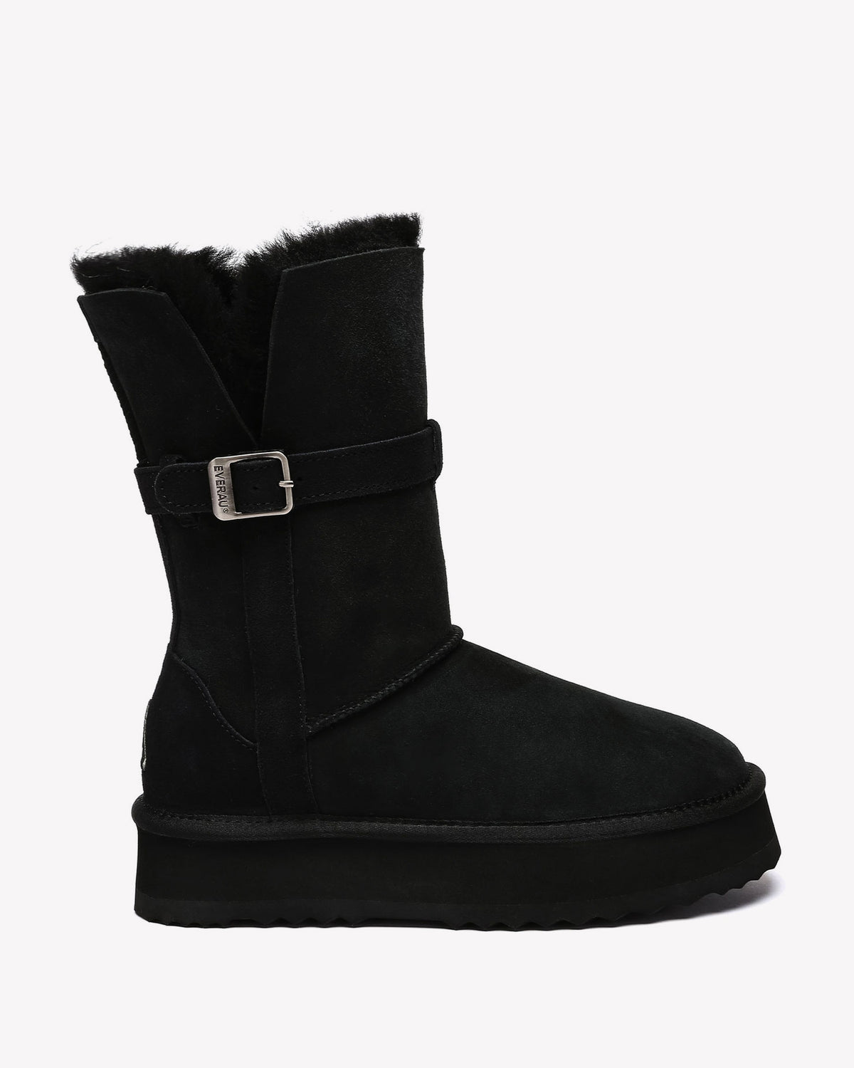 EVERAU Brush Black Platform Boots Botki Czarne