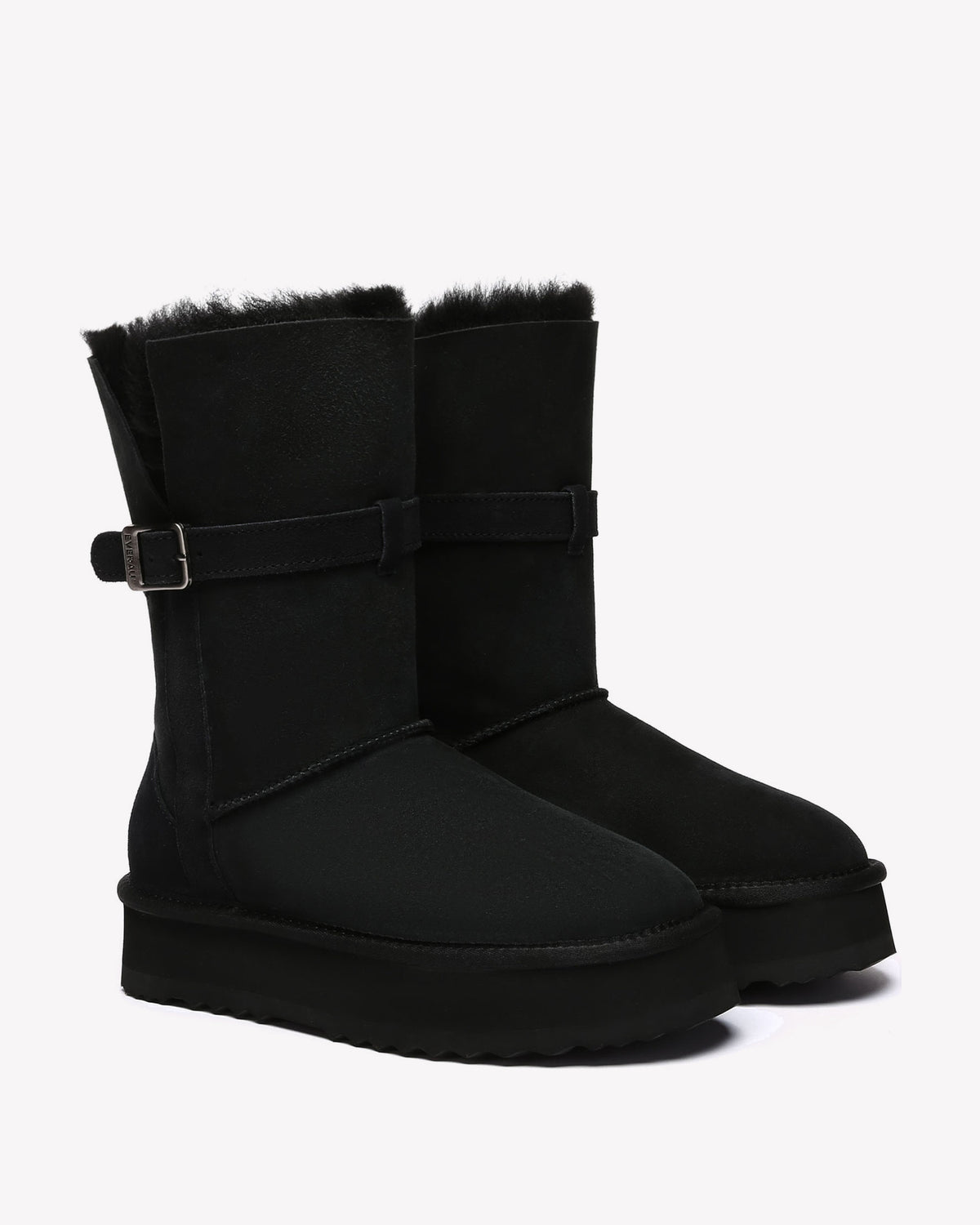 EVERAU Brush Black Platform Boots Botki Czarne