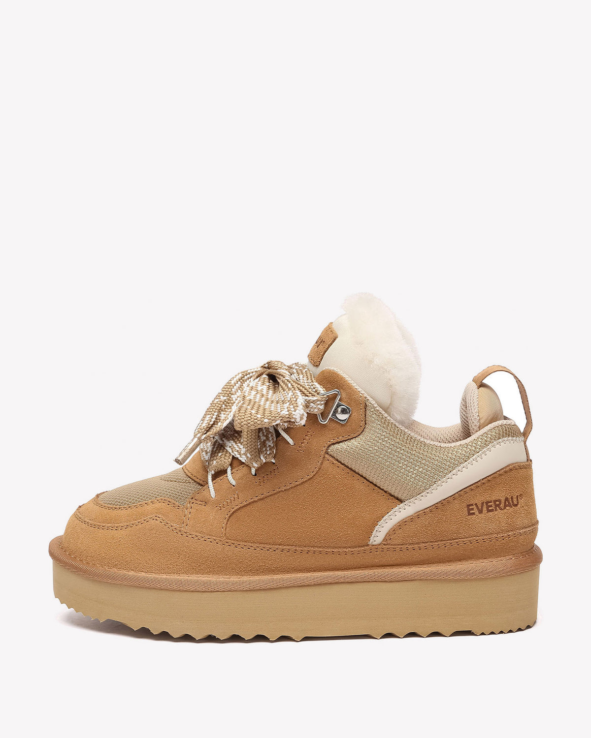EVERAU Marbled Chestnut Lace Up Platform Sneakersy Brązowe