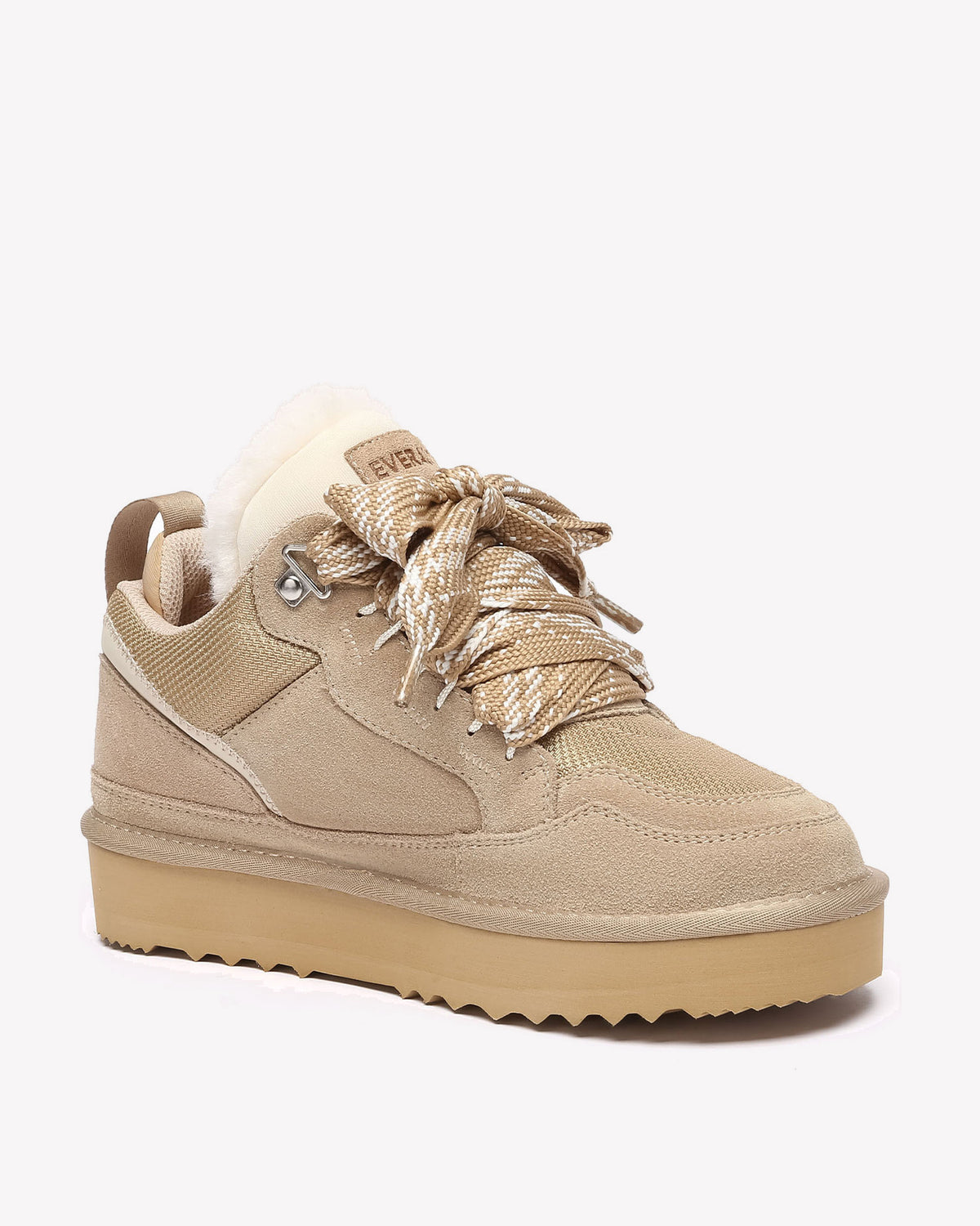 EVERAU Marbled Sand Lace Up Platform Sneakersy Beżowe