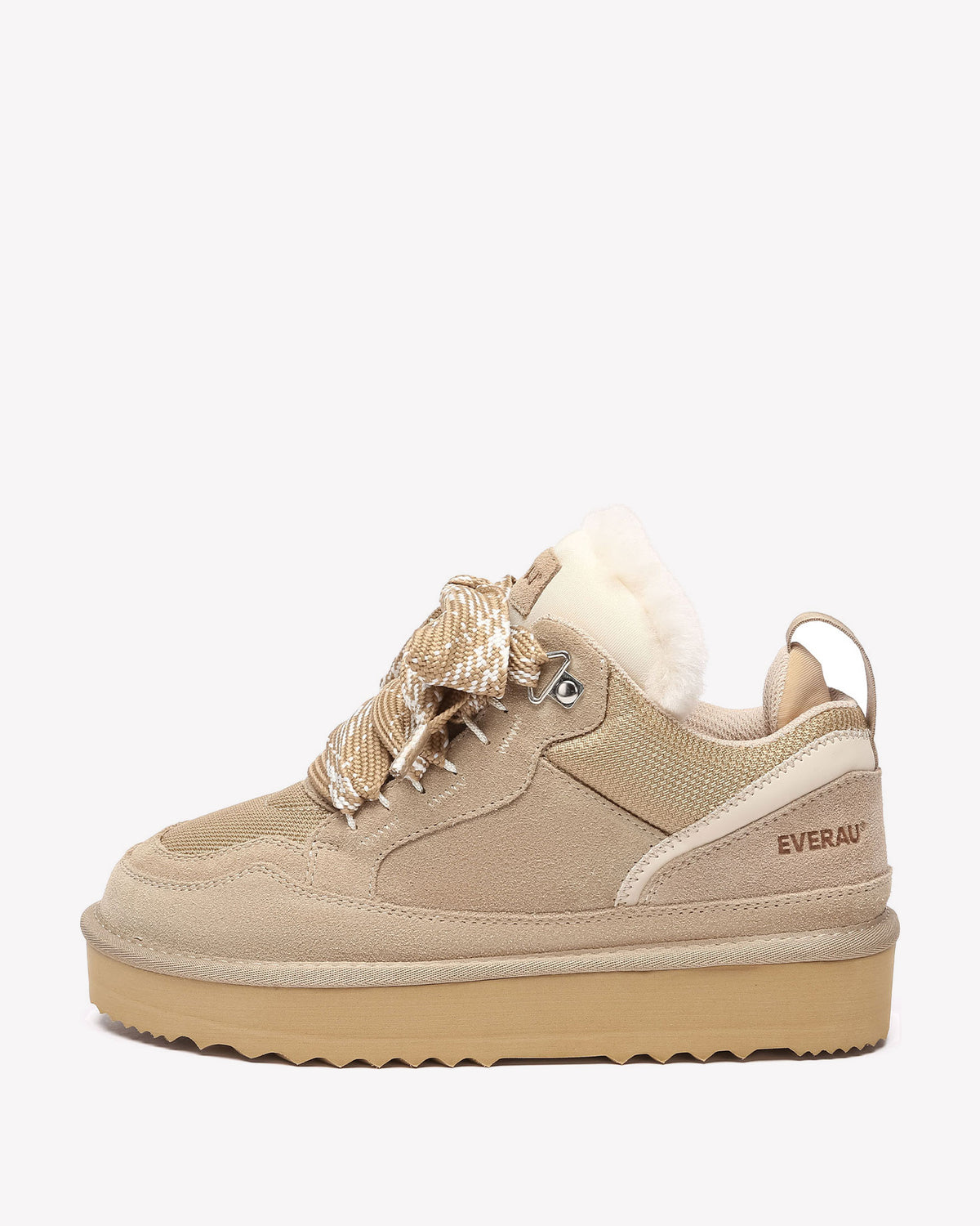 EVERAU Marbled Sand Lace Up Platform Sneakersy Beżowe