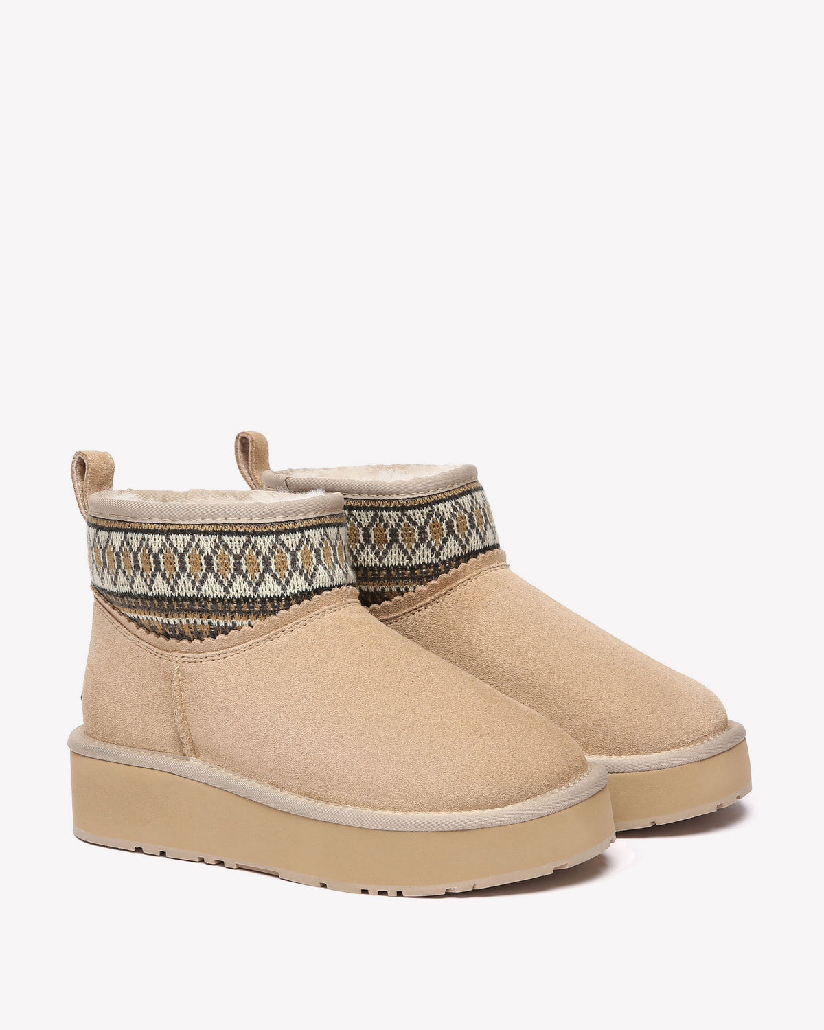 EVERAU Plover Sand Ankle Platform Boots Botki Beżowe