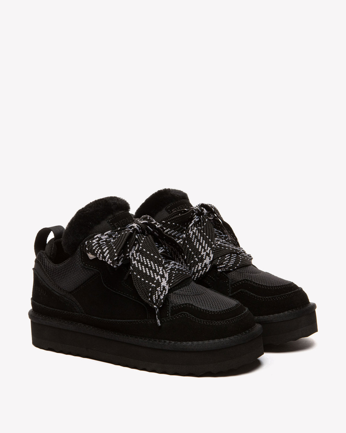 EVERAU Papuan Black Lace Up Sneakersy Czarne