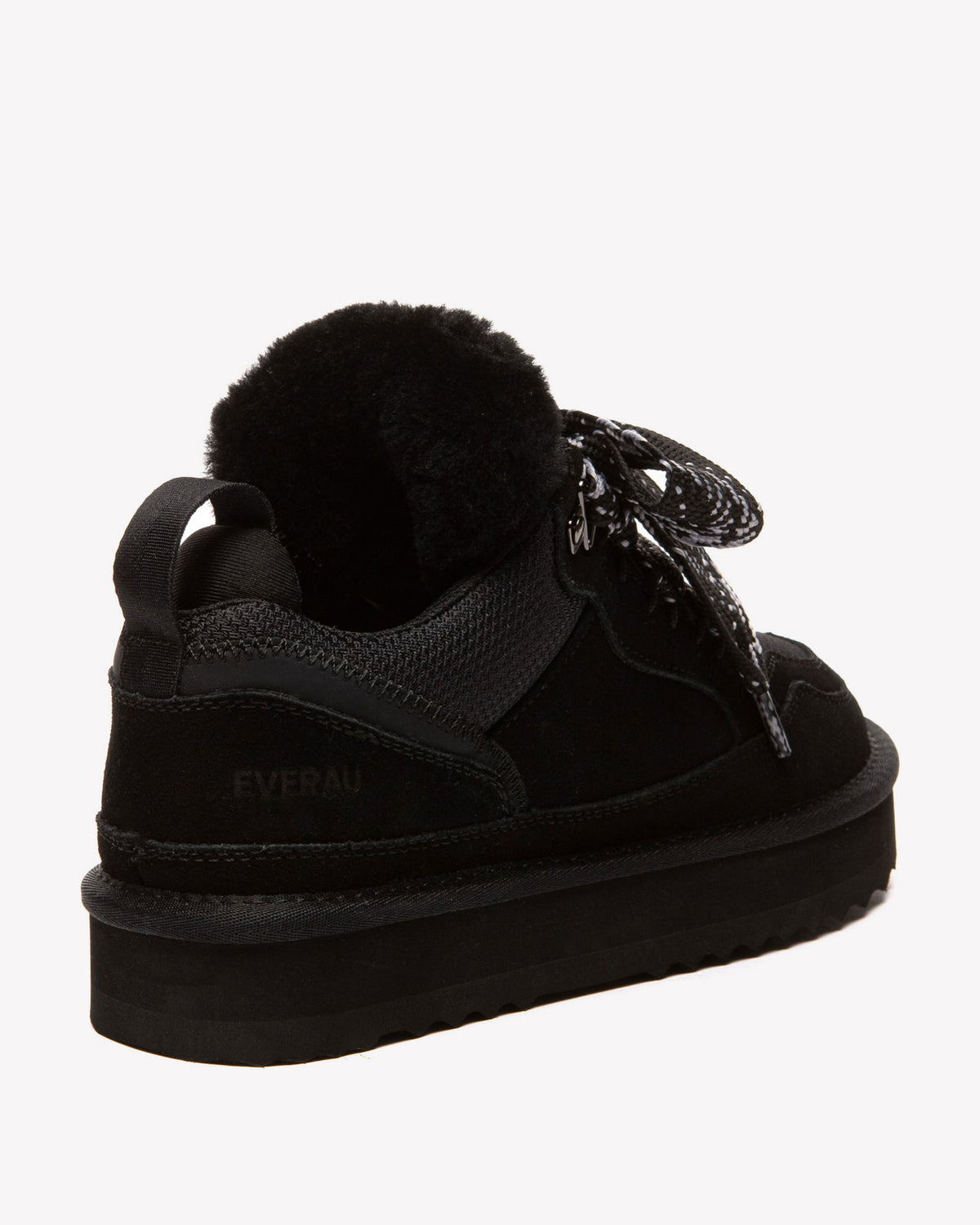 EVERAU Papuan Black Lace Up Sneakersy Czarne