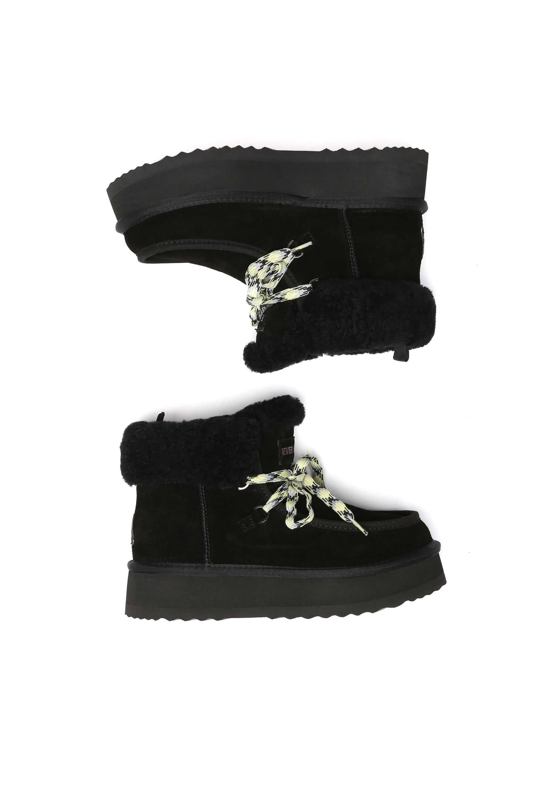 EVERAU Lapwing Black Ankle Platform Boots Botki Czarne