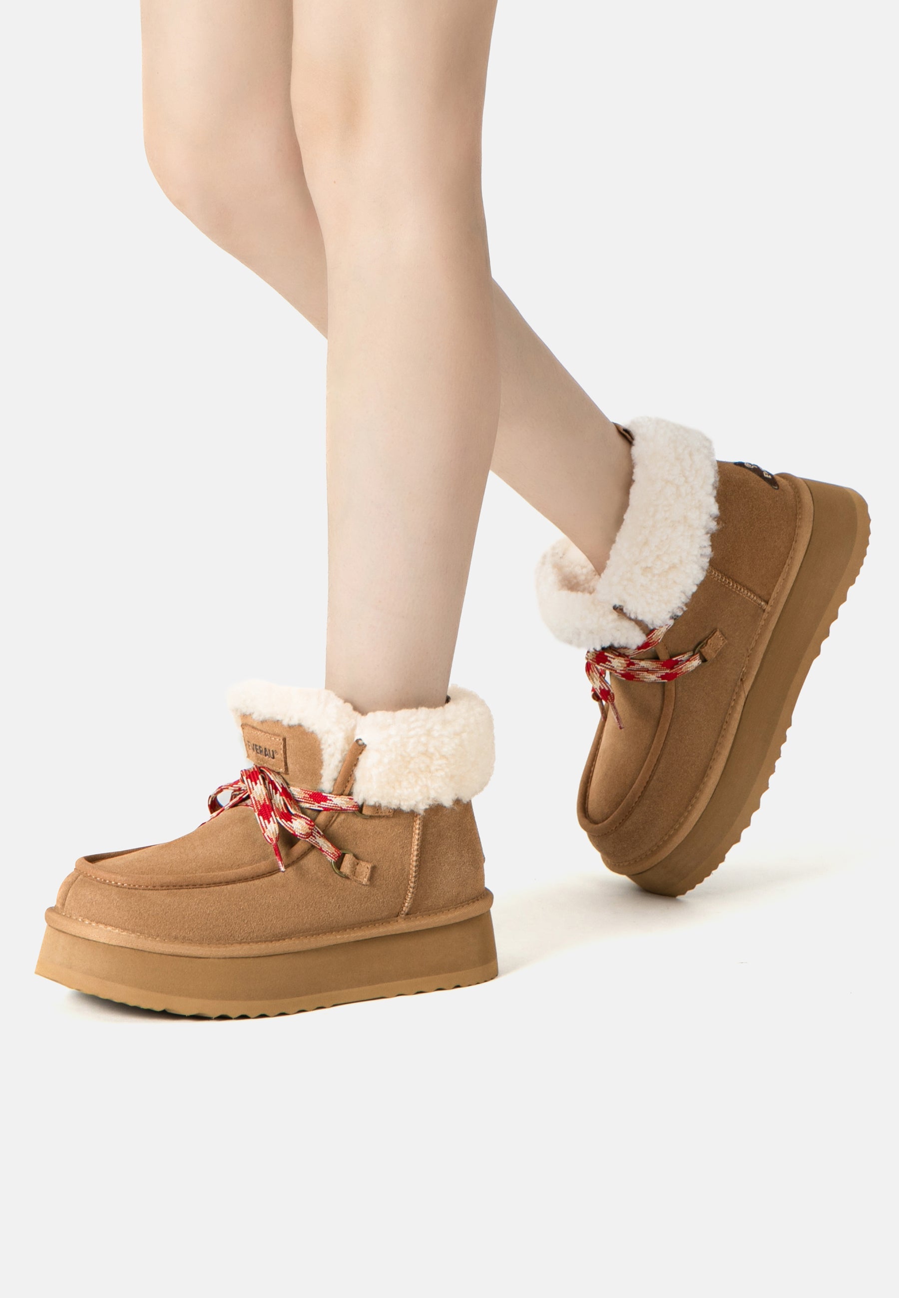 EVERAU Lapwing Chestnut Ankle Platform Boots Botki Brązowe