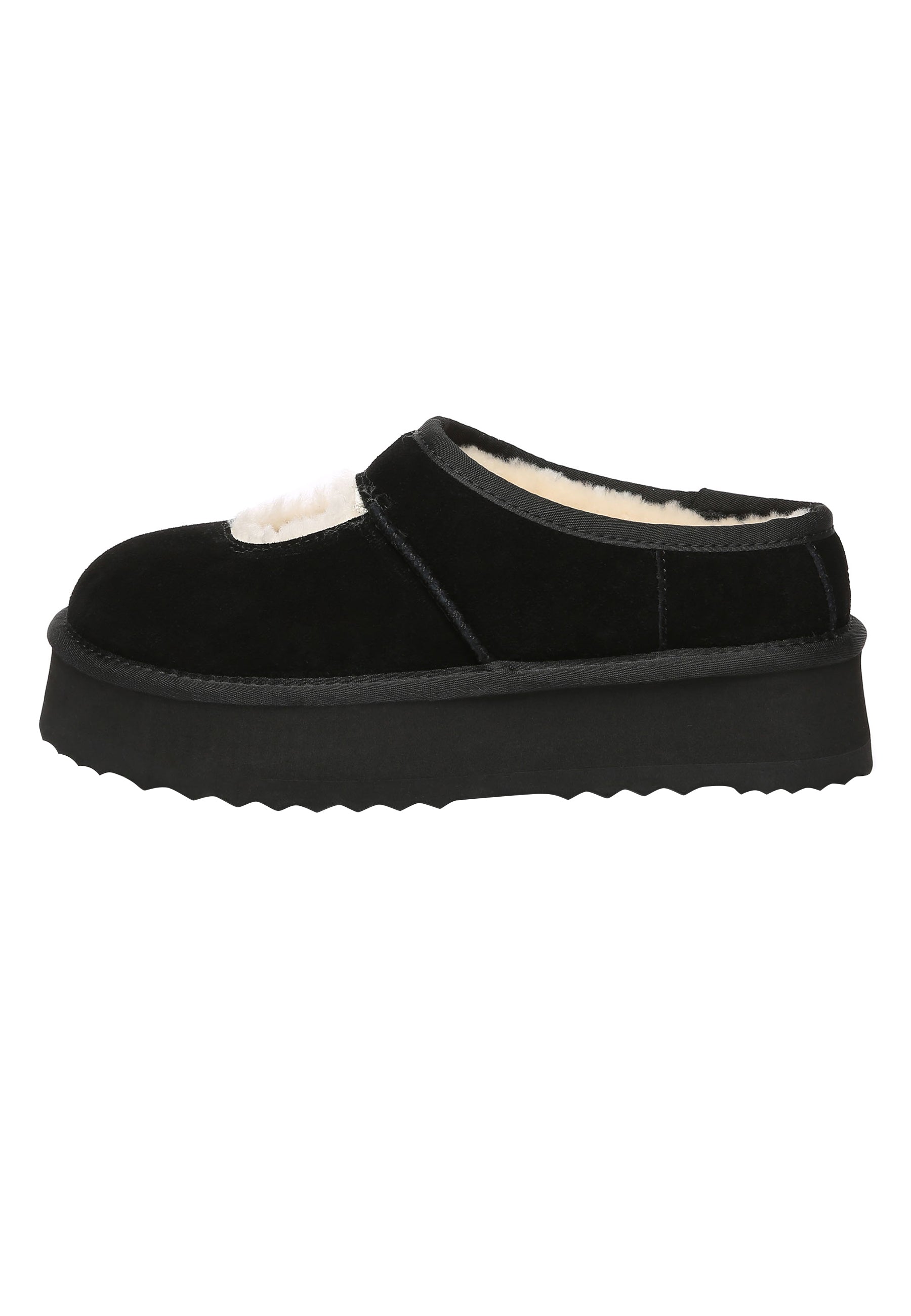 EVERAU Plumed Ankle Platform Slippers Kapcie Czarne