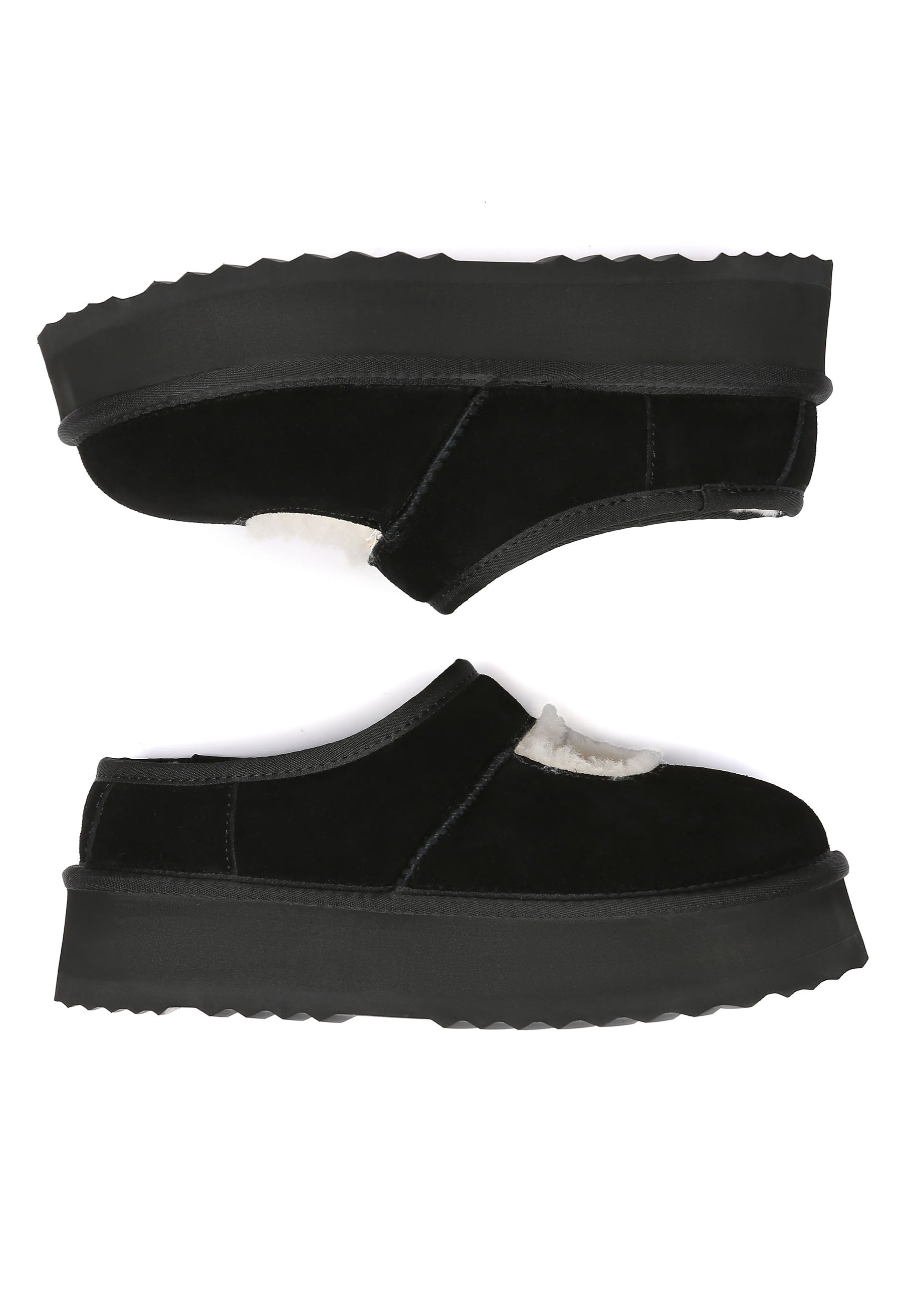 EVERAU Plumed Ankle Platform Slippers Kapcie Czarne