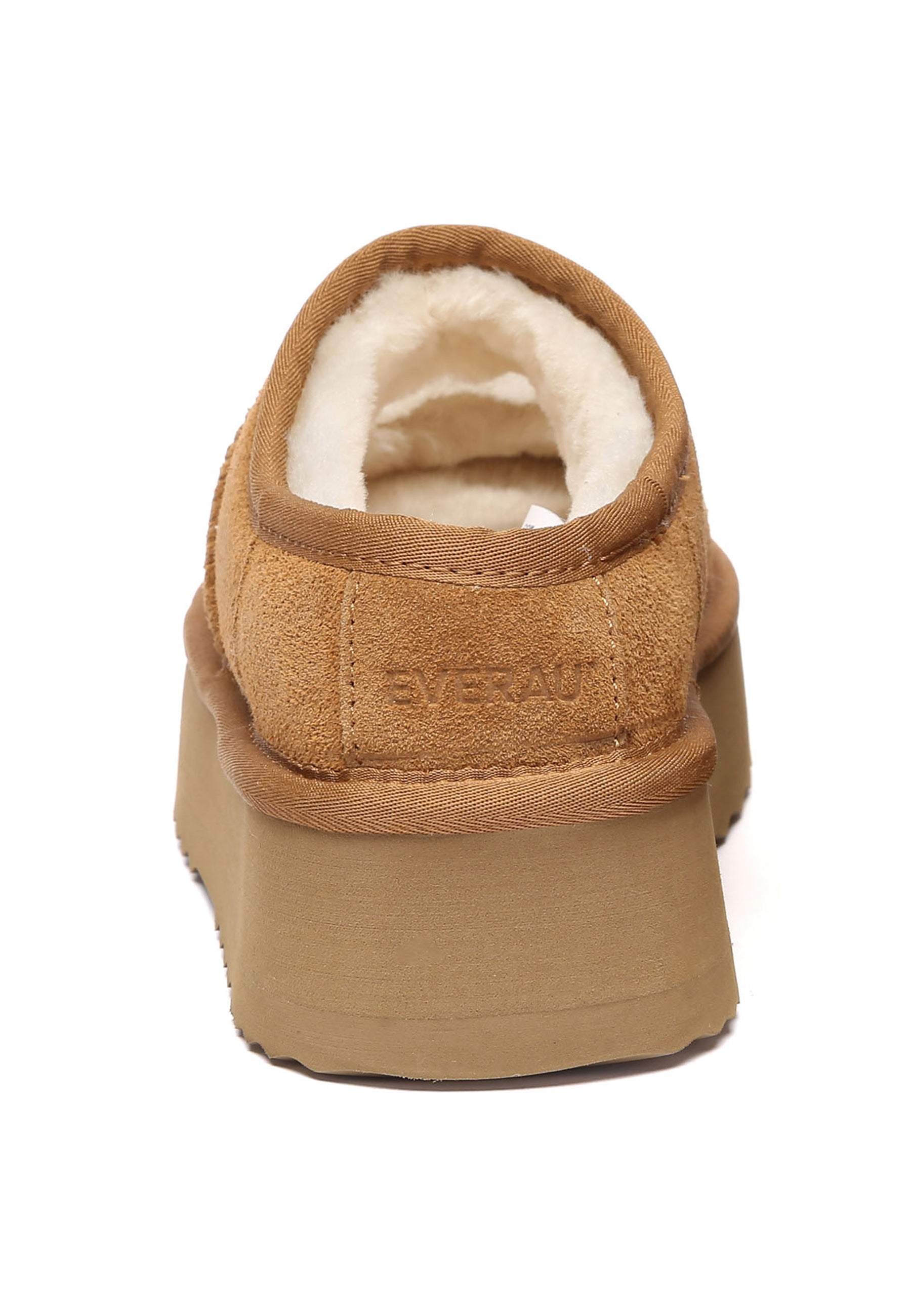 EVERAU Plumed Ankle Platform Slippers Kapcie Brązowe