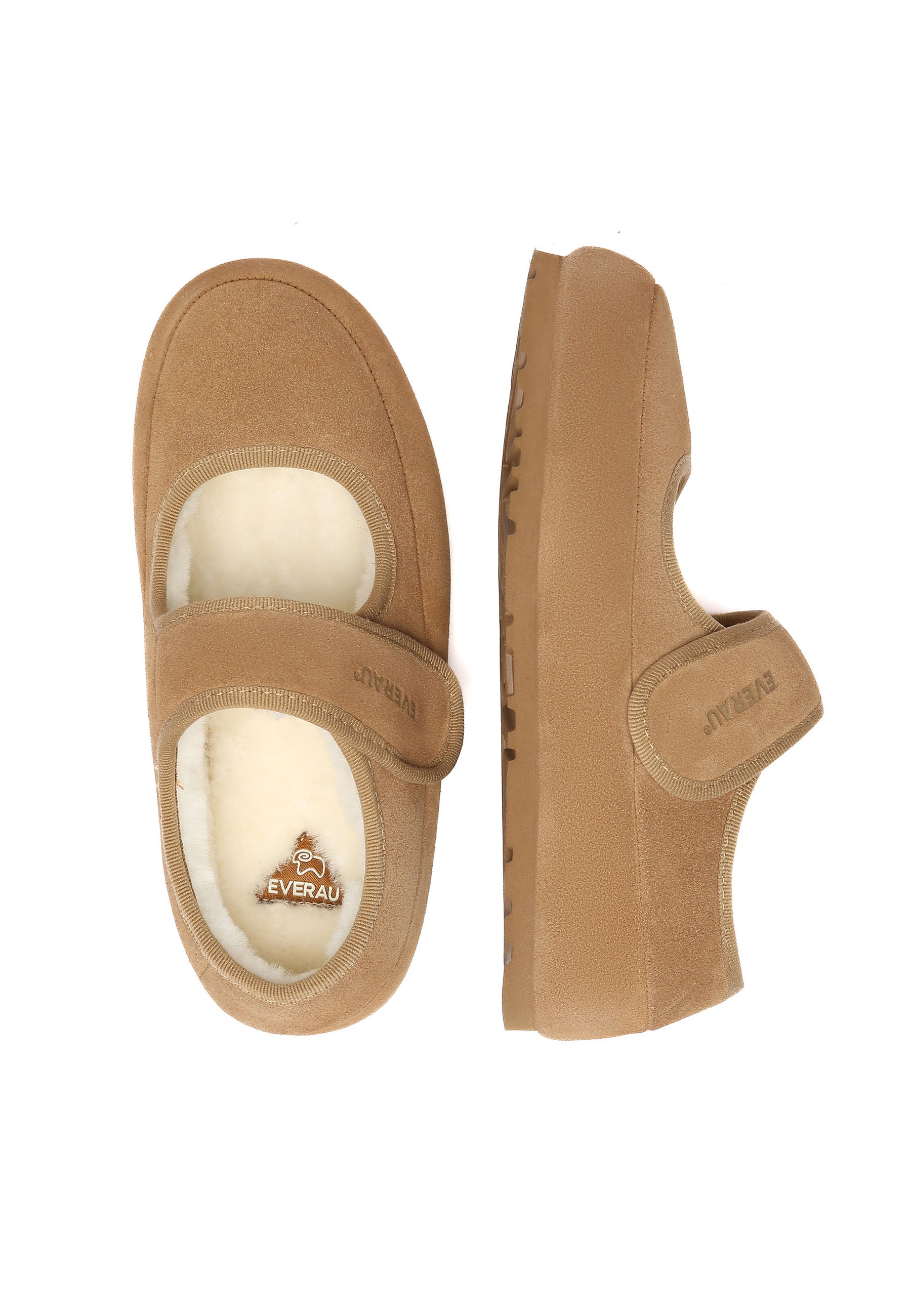 EVERAU Teal Adjustable Strap Slippers Kapcie Brązowe