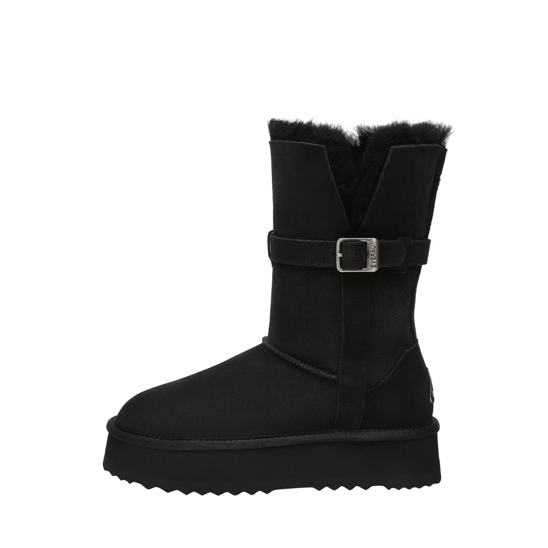 EVERAU Brush Black Platform Boots Botki Czarne