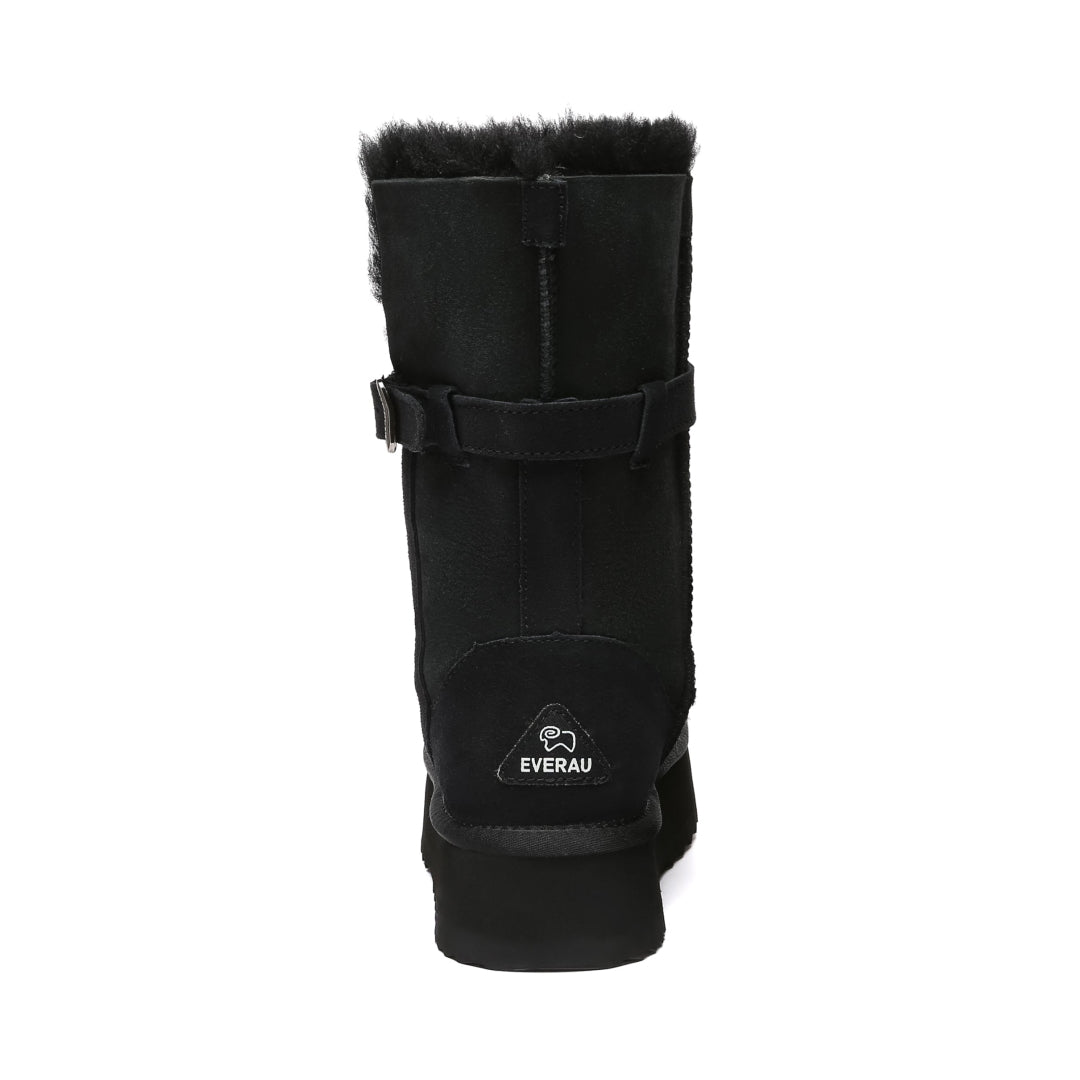 EVERAU Brush Black Platform Boots Botki Czarne