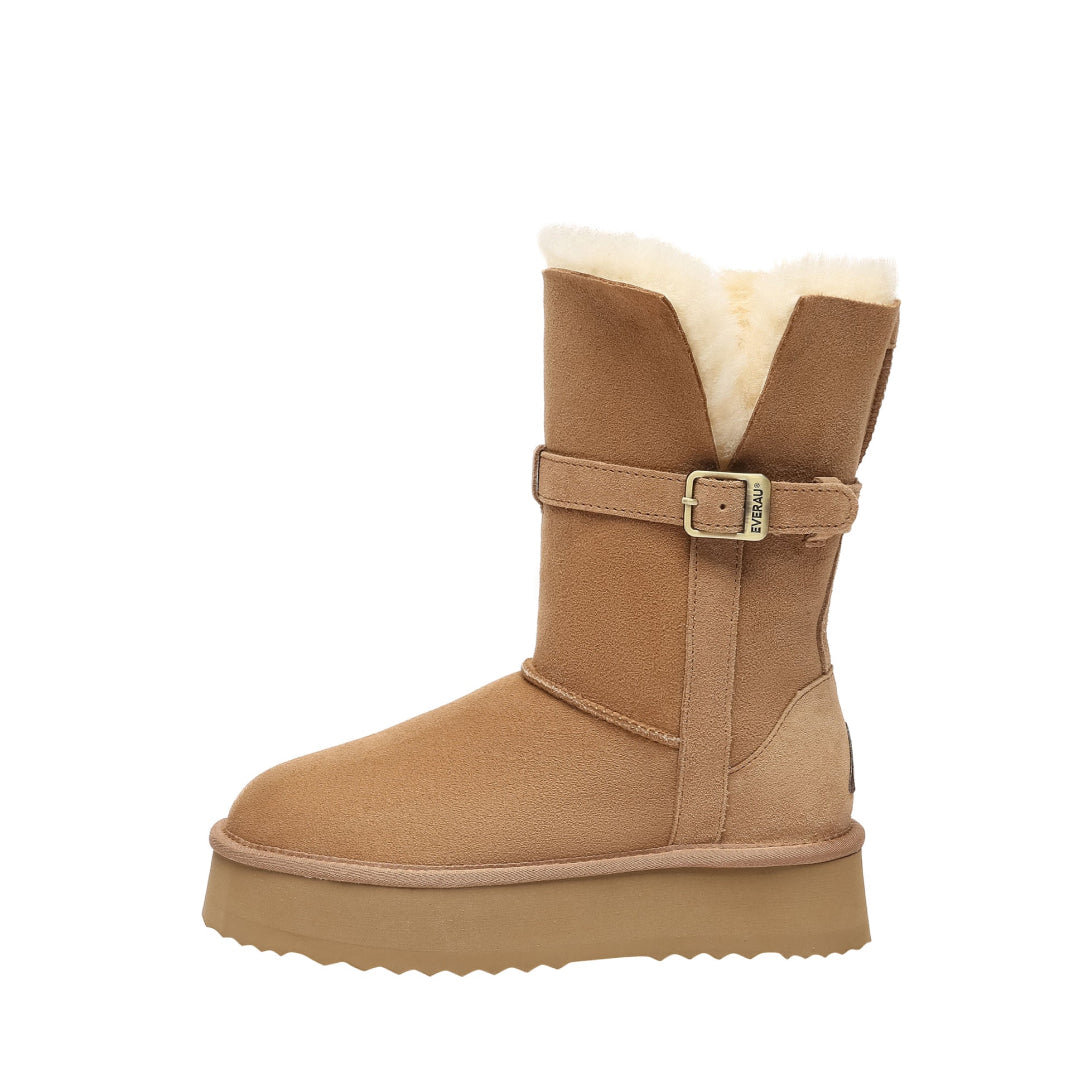 EVERAU Brush Chestnut Platform Boots Botki Brązowe