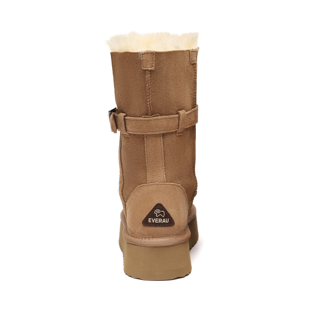 EVERAU Brush Chestnut Platform Boots Botki Brązowe