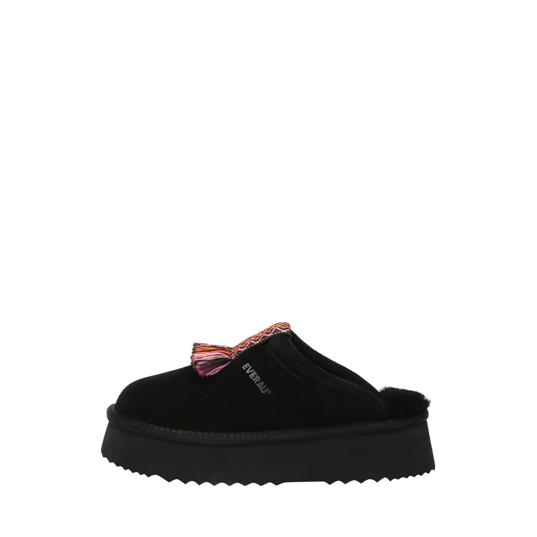 EVERAU Caspian Black Platform Slippers Kapcie Czarne