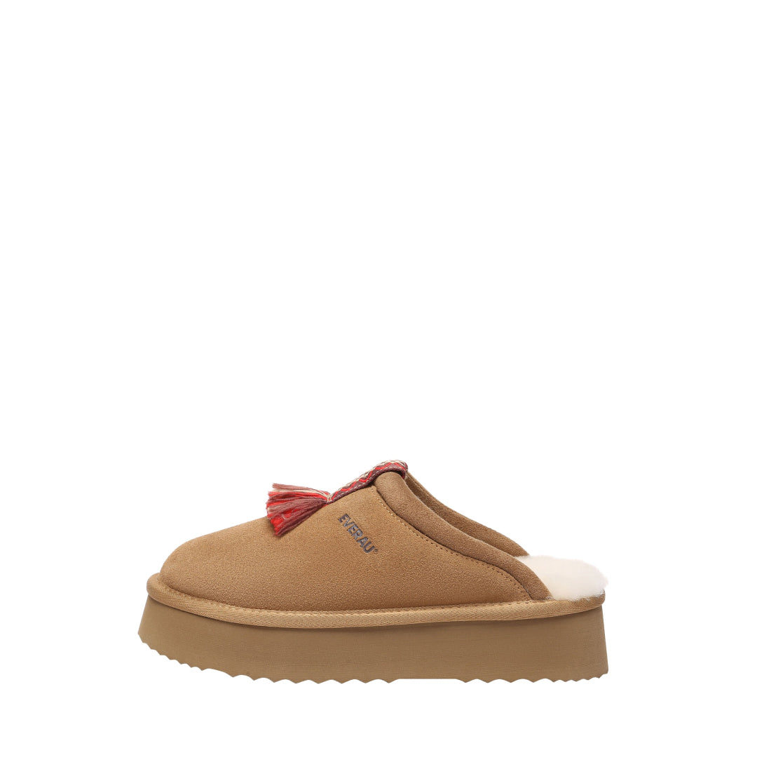 EVERAU Caspian Chestnut Platform Slippers Kapcie Brązowe