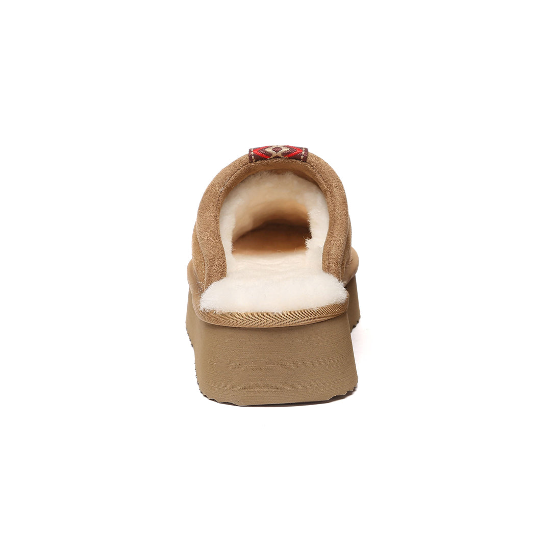 EVERAU Caspian Chestnut Platform Slippers Kapcie Brązowe