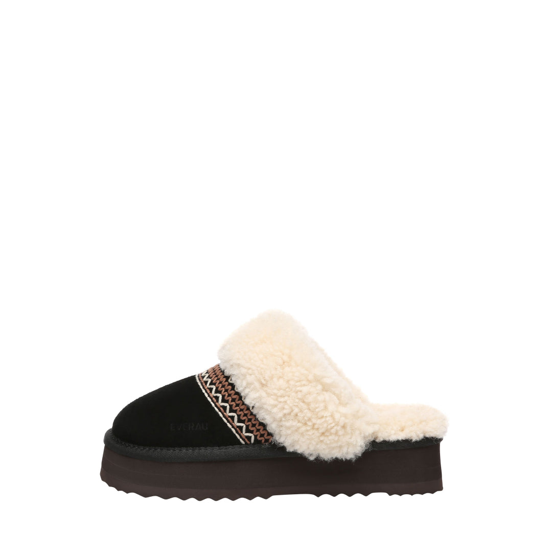 EVERAU Crake Black Platform Slippers Kapcie Czarne