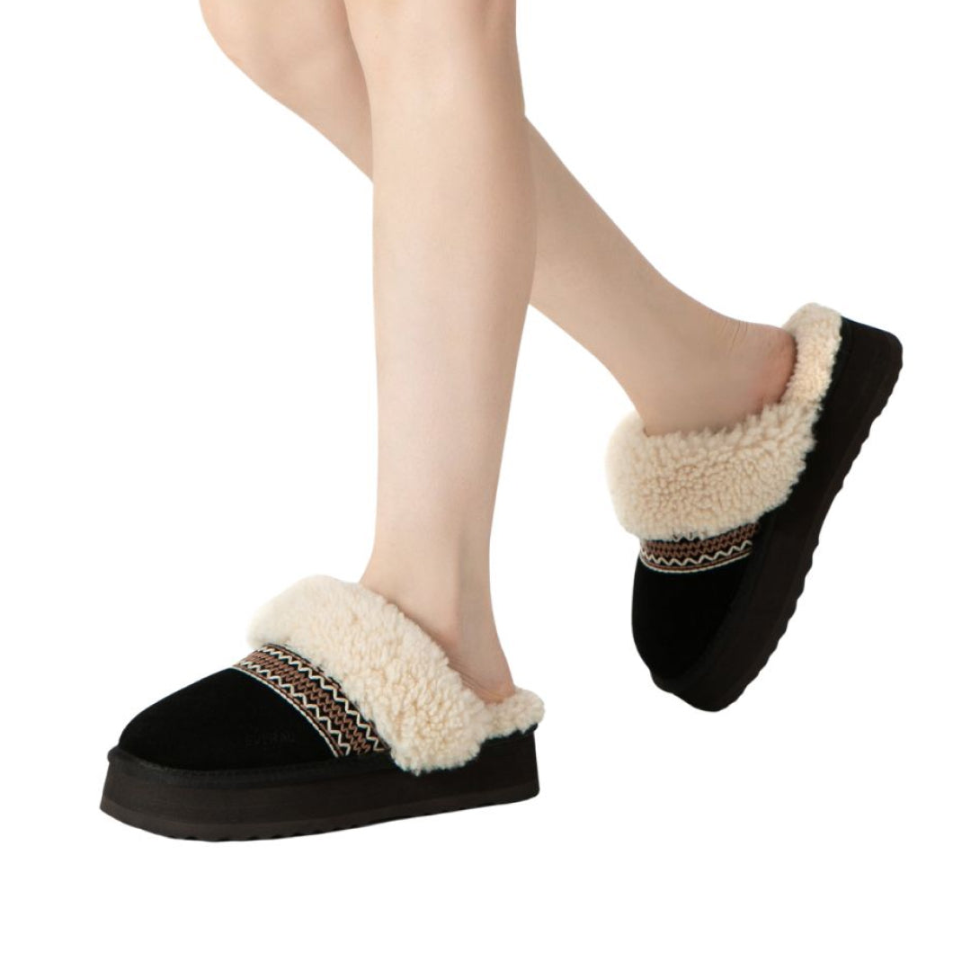 EVERAU Crake Black Platform Slippers Kapcie Czarne